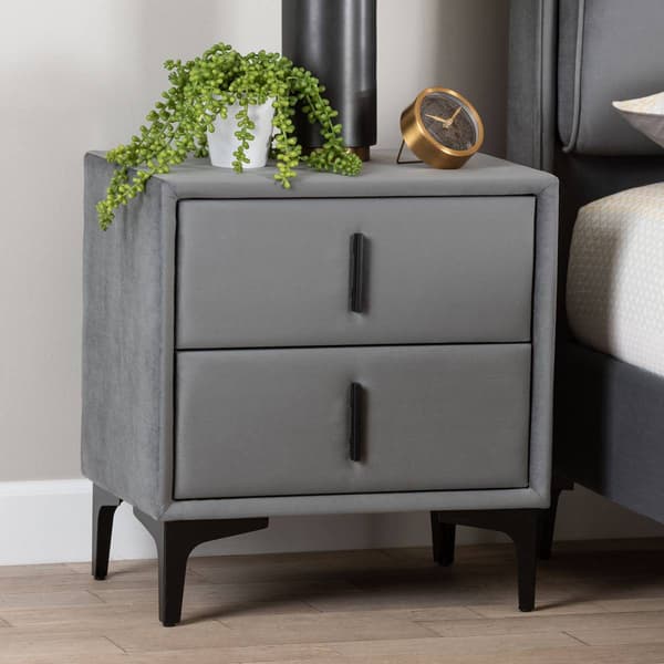 Baxton Studio Etienne Modern Slate Velvet Nightstand