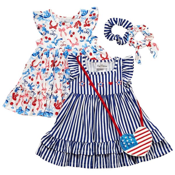 Toddler Girl Rare Editions 2pk. Americana Dresses & Purse - image 