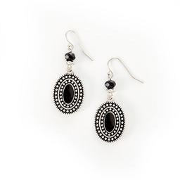 Ruby Rd. Silver-Tone Black Epoxy Oval Earrings