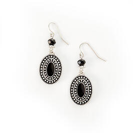 Ruby Rd. Silver-Tone Black Epoxy Oval Earrings