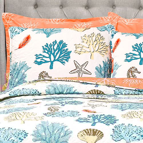 Lush Décor® Coastal Reef Feather 7pc. Reversible Quilt Set Boscov's