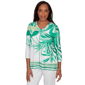 Petite Alfred Dunner Resort Living V Neck Artisan Leaf Blouse - image 3