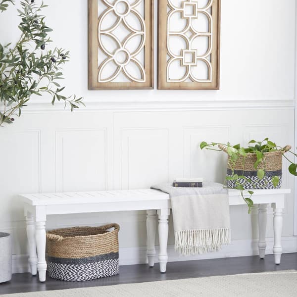 9th & Pike® Farmhouse White Wood Entryway Bench