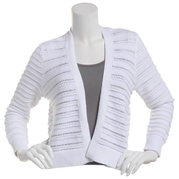 Womens 89th & Madison Long Sleeve Open Pointelle Stitch Shrug - image 
