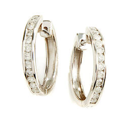 Diamond Classics&#40;tm&#41;1/4ctw Diamond Sterling Silver Hoop Earrings