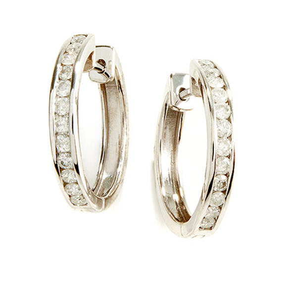 Diamond Classics&#40;tm&#41;1/4ctw Diamond Sterling Silver Hoop Earrings - image 