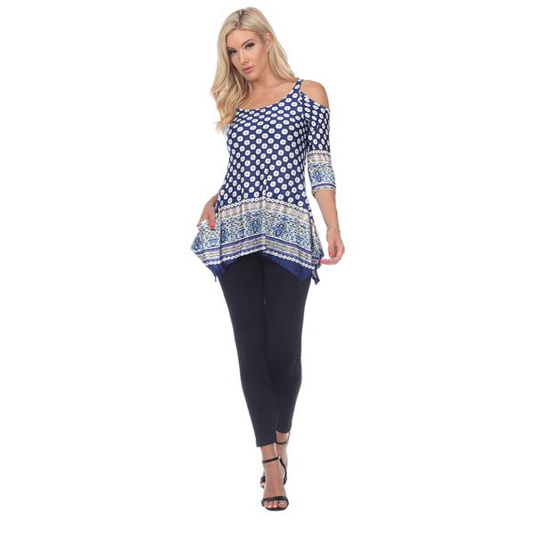 Womens White Mark Paisley Cold Shoulder Tunic Top