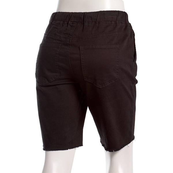 Petite Royalty Elastic Waist Bermuda Short w/Fray Hem