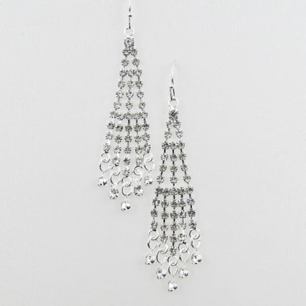 Rosa Rhinestones Siilver Chandelier Earrings - image 