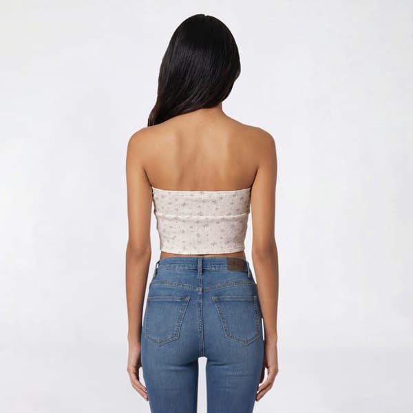 Juniors Pink Rose Floral Crinkle Knit Twist Tube Top