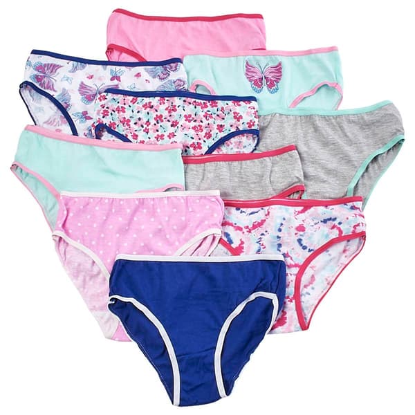 Girls Sweet Princess 10pk. Mixed Print Cotton Underwear - image 