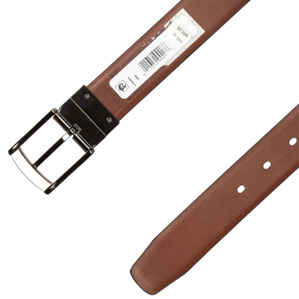 Mens Perry Ellis 35mm Reversible Textured Buckle Leather Belt