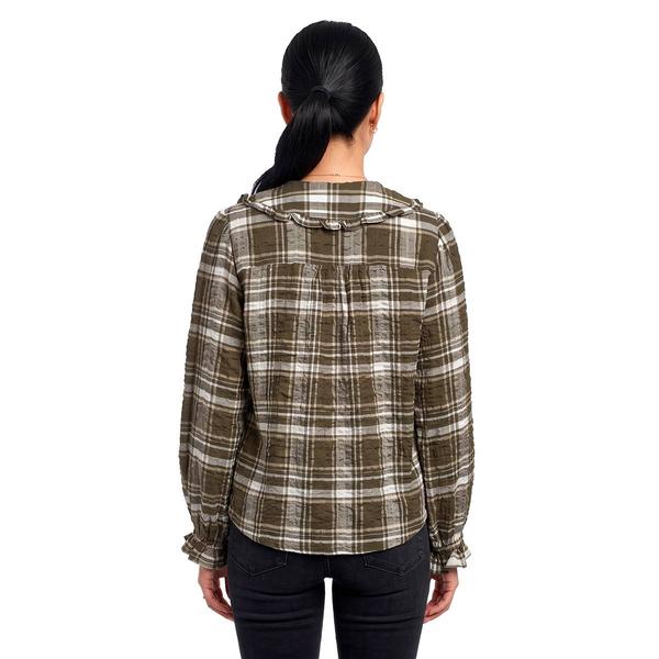 Womens Architect® Long Sleeve Plaid Peter Pan Collar Blouse