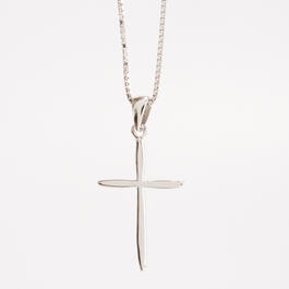 Sterling Silver Tapered Cross Pendant Necklace