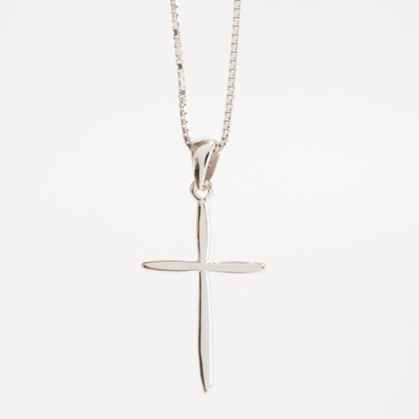 Sterling Silver Tapered Cross Pendant Necklace - image 