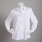 Womens Zac & Rachel Casual Button Down Eyelet Solid Blouse - image 1