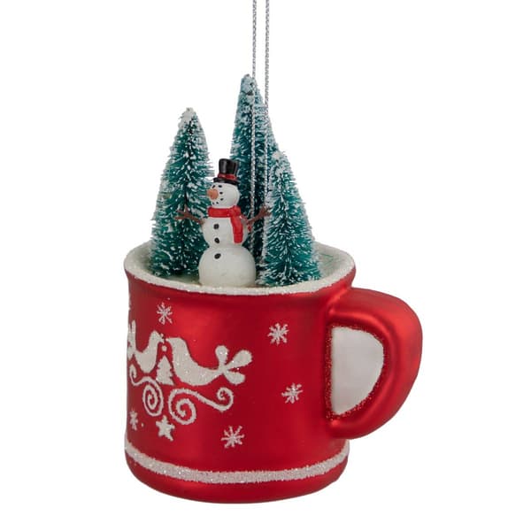 Northlight Seasonal 4.25in. Snowman in a Cup Glass Ornament