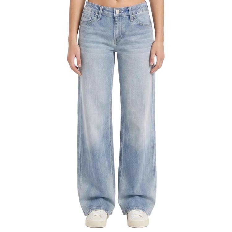 Juniors YMI(R) Low Rise Wide Leg Embroidered Butterfly Pocket Jeans
