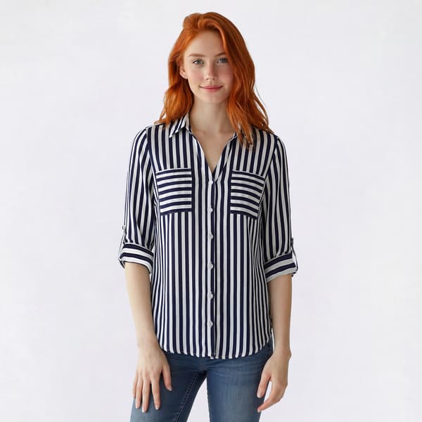Juniors A. Byer Stripe Portofino Blouse