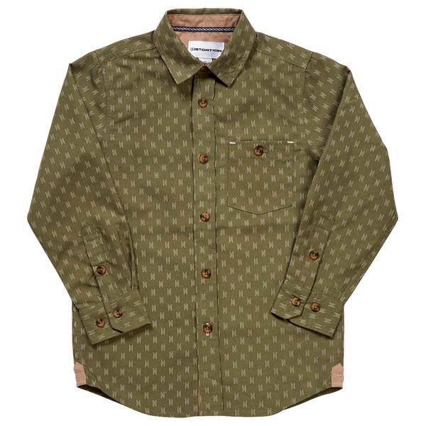 Boys (4-7) Distortion Long Sleeve Geometric Button Down - Olive - image 