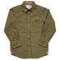 Boys (4-7) Distortion Long Sleeve Geometric Button Down - Olive - image 1