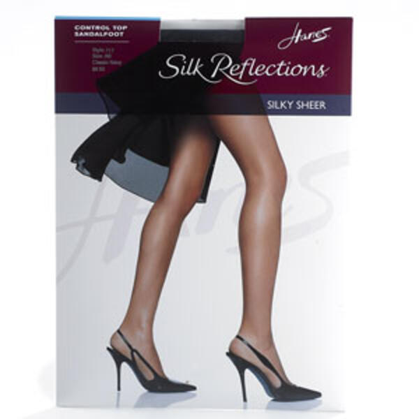Womens Hanes&#40;R&#41; Silk Reflections Sheer Sandal Foot Pantyhose - image 