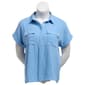 Plus Size Notations Short Sleeve Solid Button Front Blouse - image 1