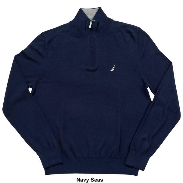 Mens Nautica Solid 1/4 Zip Navtech Sweater