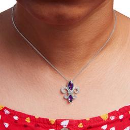 Haus of Brilliance Sterling Silver Amethyst Fleur de Lis Pendant