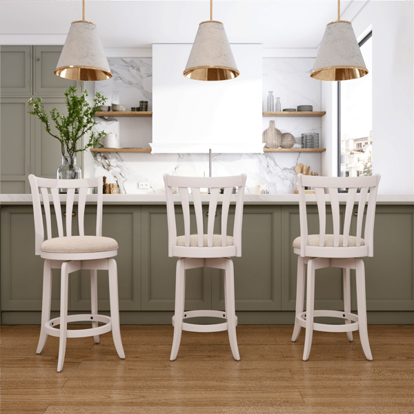 HH2 Home Savana White Wood Swivel Counter Height Stool