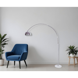 HomeRoots 85in. White Arched Floor Lamp With Dome Shade