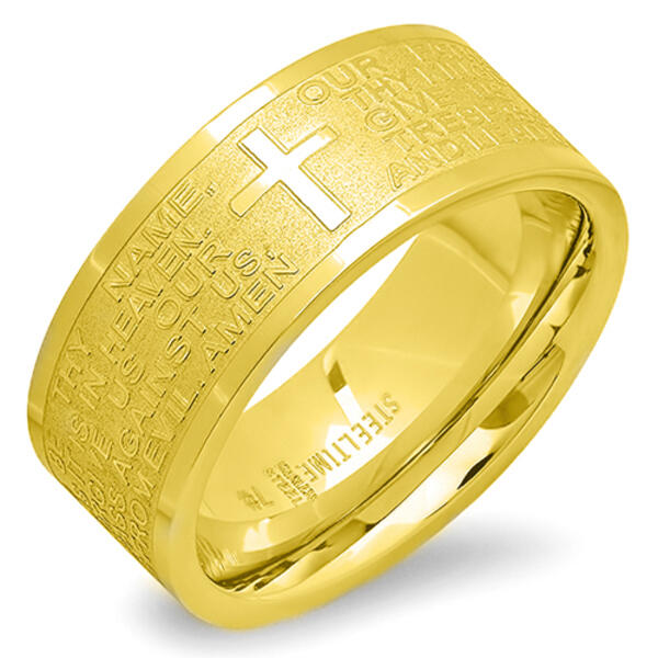 Steeltime 18kt. Gold Plated Our Father Prayer Band Ring - image 