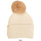 Womens Steve Madden Ribbed Knit Beanie with Faux Fur Pom - image 3