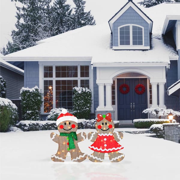 National Tree 35in. Pre-Lit Gingerbread Cookie Couple