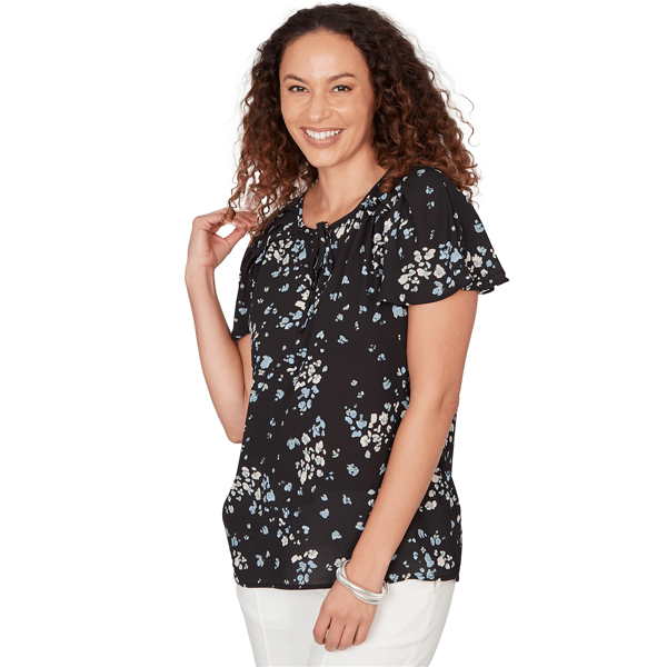 Womens Emaline Seabreeze Essence Flutter Sleeves Floral Blouse
