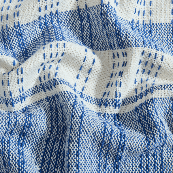 Palm Aire Charleston Blue/White Stripe Cotton Throw Blanket