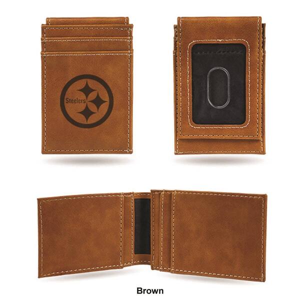 Mens NFL Pittsburgh Steelers Faux Leather Front Pocket Wallet