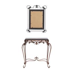 9th & Pike® Bronze Metal Traditional Console Table with Mirror