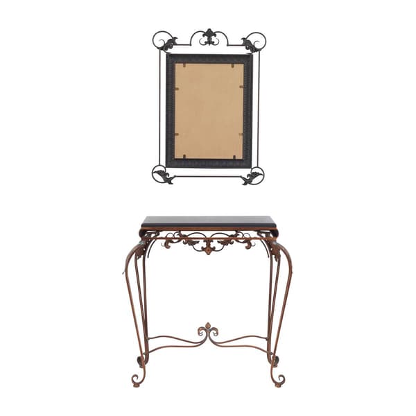 9th & Pike® Bronze Metal Traditional Console Table with Mirror