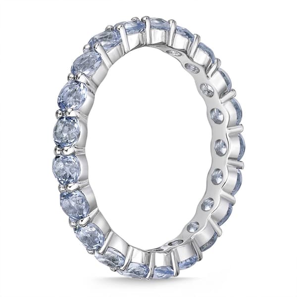 Gemminded 3mm Round Created Aquamarine Ring in Sterling Silver