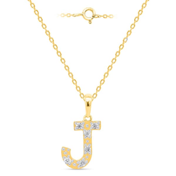 Nova Star(R) Gold Plated Lab Grown Diamond Initial J Pendant