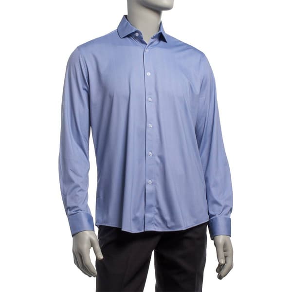 Mens Tom Baine Navy Geometric Fitted Traveler Dress Shirt