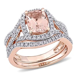 Gemstone Classics&#40;tm&#41; 10kt. Rose Gold Cushion Bridal Set