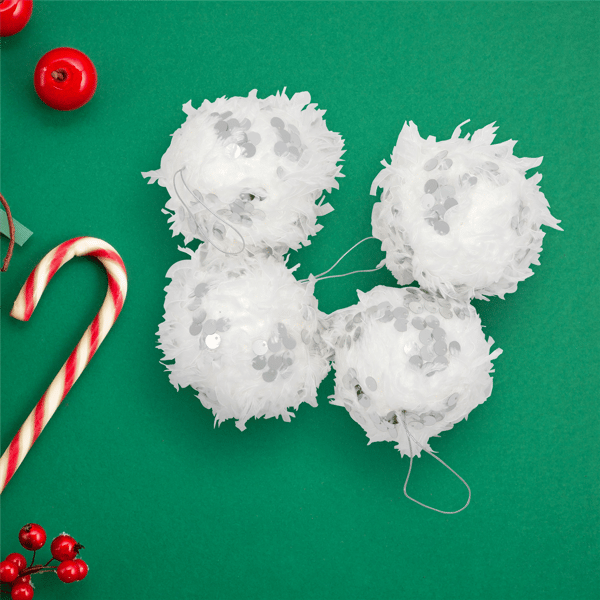 Northlight 4ct. Feather Ball with Sequins Christmas Ornaments - image 