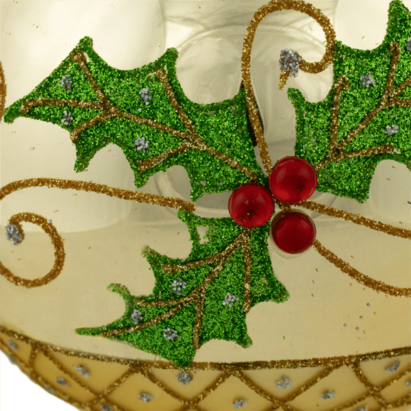 Northlight 2pc. Golden Glitter Holly Finial Christmas Ornaments