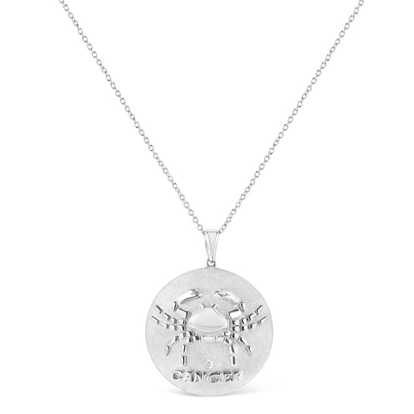 Haus of Brilliance Sterling Silver Diamond Cancer Zodiac Pendant - image 