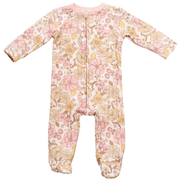 Baby Girl (NB-9M) Chick Pea(R) Quilted Floral Footed Coveralls - image 