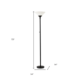 HomeRoots 73in. Black & White Torchiere Floor Lamp