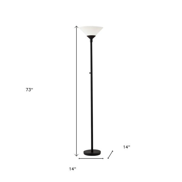 HomeRoots 73in. Black & White Torchiere Floor Lamp