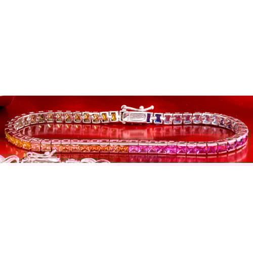 Splendere Square 3mm Rainbow Cubic Zirconia Tennis Bracelet - image 